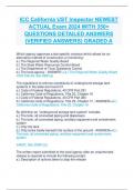 ICC California UST Inspector NEWEST  ACTUAL Exam 2024 WITH 350+  QUESTIONS DETAILED ANSWERS  (VERIFIED ANSWERS) GRADED A