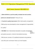 WGU C215 Operations Management PVDC Final Exam Questions and Answers Graded A