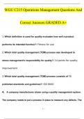 WGU C215 Operations Management, Exam Questions and answers, 100% Accurate, GRADED A+