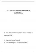 TECC TEST WITH QUESTIONS AND ANSWERS GUARANTEED A+