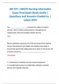 NR 599 | NR599 Nursing Informatics Exam Final Exam Study Guide | Questions and Answers Graded A+ | Latest 2024