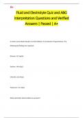 Fluid and Electrolyte Quiz and ABG  Interpretation Questions and Verified  Answers | Passed | A+