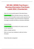 NR 599 | NR599 Final Exam | Nursing Informatics Final Exam Latest 2024 | Chamberlain