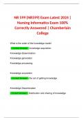 NR 599 (NR599) Exam Latest 2024 | Nursing Informatics Exam 100% Correctly Answered | Chamberlain College