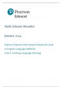 PEARSON EDEXCEL A LEVEL ENGLISH LANGUAGE UNIT 3 MARK SCHEME JANUARY 2024 (WEN03:Crafting Language (Writing)