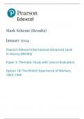 PEARSON EDEXCEL A LEVEL HISTORY PAPER 3 MARK SCHEME 2024 (WHI03/03/1B:The British Experience of Warfare,1803–1945)