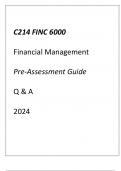 (WGU C214) FINC 6000 Financial Management Pre-Assessment Guide Q & A 2024