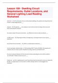 Lesson 108 - Dwelling Circuit Requirements, Outlet Locations, and General Lighting Load Reading Worksheet Questions And Answers Rated A+