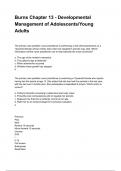 Burns Chapter 13 - Developmental Management of Adolescents/Young Adults questions and answers  rated A+ by experts 2024/2025