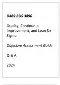 (WGU D469) BUS 3890 Quality, Continuous Improvement, and Lean Six Sigma Objective Exam