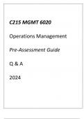 (WGU C215) MGMT 6020 Operations Management Pre-Assessment Guide Q & A 2024