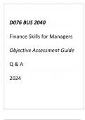 (WGU D076) BUS 2040 Finance Skills for Managers Objective Assessment Guide Q & A 2024