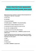 FOOD PROTECTION MANAGER CERTIFICATION EXAM 2024-2025