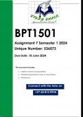 BPT1501 Assignment 7 PORTFOLIO (QUALITY ANSWERS) Semester 1 2024