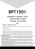 BPT1501 Assignment 7 PORTFOLIO (ANSWERS) Semester 1 2024 - DISTINCTION GUARANTEED