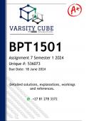 BPT1501 Assignment 7 PORTFOLIO (DETAILED ANSWERS) Semester 1 2024 - DISTINCTION GUARANTEED