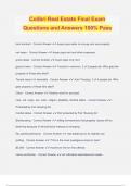 Colibri Real Estate Final Exam Questions and Answers 100% Pass