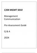 (WGU C204) MGMT 5010 Management Communication Pre-Assessment Guide Q & A 2024