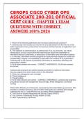 CBROPS CISCO CYBER OPS ASSOCIATE 200-201 OFFICIAL CERT GUIDE - CHAPTER 1 EXAM QUESTIONS WITH CORRECT ANSWERS 100% 2024