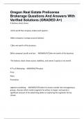 Oregon Real Estate Prelicense Brokerage Questions And Answers With Verified Solutions (GRADED A+)