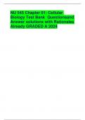 NU 545 Chapter 01: Cellular Biology Test Bank Questions and Answer solutions with Rationales Already GRADED A 2024  What is differentiation or maturation? - ANS-Process by which cells become specialized.    What are the eight specialized cellular function