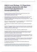AQA A Level Biology: 3.3 Organisms exchange substances with their environment Questions & Answers(RATED A+)