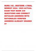 NURS 142 - MIDTERM + FINAL NEWEST 2024 / 2025 ACTUAL EXAM TEST BANK 230 QUESTIONS AND CORRECT DETAILED ANSWERS WITH RATIONALES VERIFIED ANSWERS ALREADY GRADED A+  Condom Catheter ? – Putting ON -Pull condom down to base, hold it with non dominant hand, ge