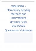 WGU C909 - Elementary Reading Methods and Interventions  (Practice Test) 2024/2025  Questions and Answers