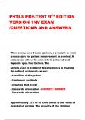 PHTLS PRE-TEST 9TH EDITION VERSION 1NV EXAM /QUESTIONS AND ANSWERS          When caring for a trauma patient, a principle is what is necessary for patient improvement or survival. A preference is how the principle is achieved and depends upon four factors