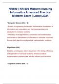 NR599 | NR 599 Midterm Nursing Informatics Advanced Practice Midterm Exam | Latest 2024