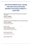 NR 599 Final (NR599 Final) | Nursing Informatics Advanced Practice Questions and Answers Graded A+ | Latest 2024