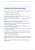 Culinary Arts II final exam terms questions and answers 2024