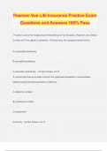 Pearson Vue Life Insurance Practice Exam Questions and Answers 100% Pass