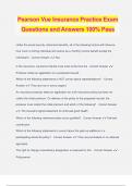 Pearson Vue Insurance Practice Exam Questions and Answers 100% Pass