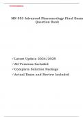 MN 553 Advanced Pharmacology Final Exam Question Bank  Latest Update 2024/2025  All Versions Included  Complete Solution Package  Actual Exam and Review Included