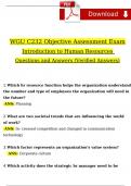 WGU C232 Objective Assessment Exam Intro to Human Resources Expected 2024 Test Questions and Answers (2024 / 2025) (Verified Answers)