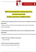 WGU C232 Final Exam Study Guide Intro to Human Resources Expected 2024 Test Questions and Answers (2024 / 2025) (Verified Answers)