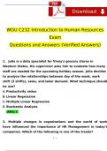 WGU C232 Final Exam Intro to Human Resources Expected 2024 Test Questions and Answers (2024 / 2025) (Verified Answers)
