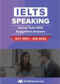 IELTS Speaking Actual tests Oct 2021-Jan 2022  with complete solution / latest update 2024 .