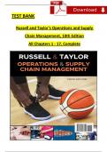 TEST BANK for Russell and Taylor's, Operations and Supply Chain Management, 10th Edition, All Chapters 1 - 17, Complete Newest Version