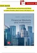 TEST BANK For Financial Markets and Institutions, 8th Edition by Anthony Saunders, Marcia Cornett, All Chapters 1 - 25, Complete Newest Version 