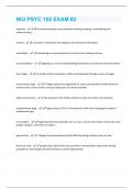 NIU PSYC 102 EXAM #2 Complete Study Questions And Answers Graded A+