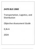 (WGU D470) BUS 3900 Transportation, Logistics, and Distribution Objective Assessment Guide Q & A