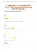 codehs Unit 2 Programming With Karel- Python Revised Questions and Answers / Sure A +