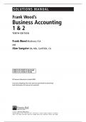 SOLUTIONS MANUAL Frank Wood’s  Business Accounting  ( 1 & 2 ) TENTH EDITION By Frank Wood & Alan Sangster || ALL CHAPTERS| Updated Version  A+