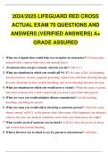 2024/2025 LIFEGUARD RED CROSS ACTUAL EXAM 70 QUESTIONS AND ANSWERS (VERIFIED ANSWERS) A+ GRADE ASSURED.
