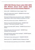 USPS SSA Window Exam Latest 2024 USPS  SSA Window Actual Exam Update 2024  Questions and Correct Answers Rated A+