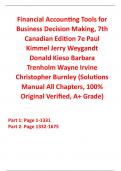 Solutions Manual With Test Bank for Financial Accounting Tools for Business Decision Making 7th Canadian Edition By Paul Kimmel, Jerry Weygandt, Donald Kieso, Barbara Trenholm, Wayne Irvine, Christopher Burnley (All Chapters, 100% Original Verified, A+ Gr