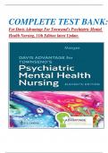 COMPLETE TEST BANK: For Davis Advantage For Townsend's Psychiatric Mental Health Nursing, 11th Edition latest Update. 