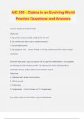 AIC 300 - Claims in an Evolving World Practice Questions and Answers